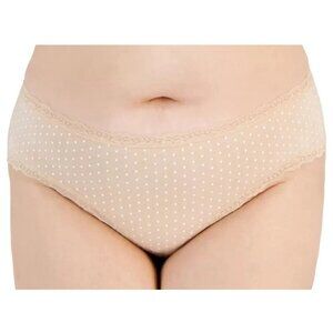 Jenni Women's Plus Size Cotton Blend Hipster Panty Underwear, Chai Polka Dot